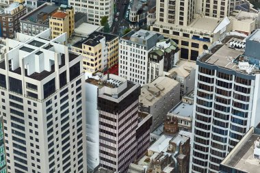 Auckland, Yeni Zelanda yüksek açılı, yüksek ofis binaları