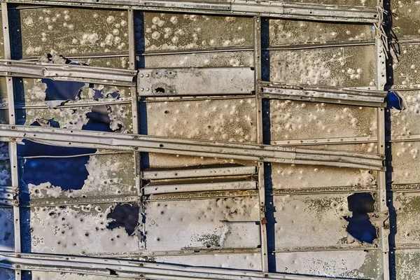 Textura Metal Enferrujado Sucata Naufrágio Avião Abandonado — Fotografia de Stock