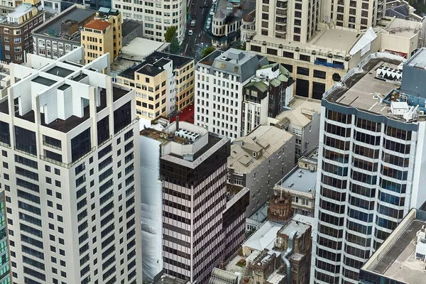 Auckland Nový Zéland Pohled Vysokého Úhlu Vysoké Kancelářské Budovy — Stock fotografie