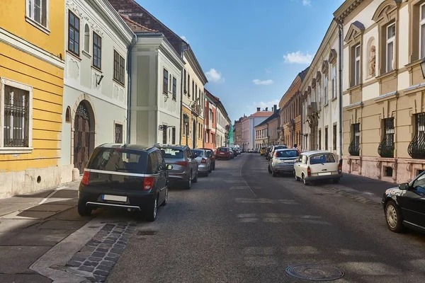 Straat Met Huizen Boedapest Oude Kasteel Wijk Van Boeda — Stockfoto