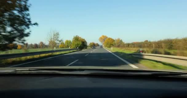 Car Driving Interior View Autumn Froad — Stock Video