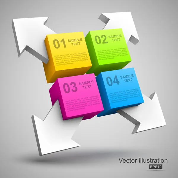 Colorful cubes with arrows 3D Royalty Free Stock Vectors