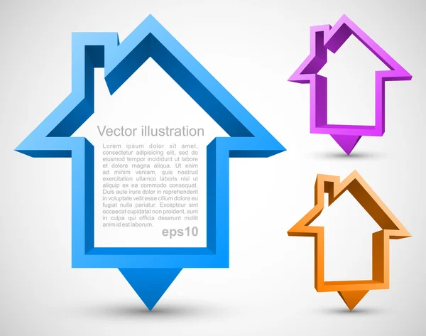 Conjunto de coloridos punteros de la casa — Vector de stock