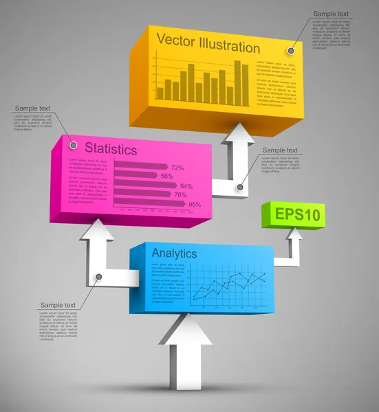 Cubos coloridos com setas 3D —  Vetores de Stock