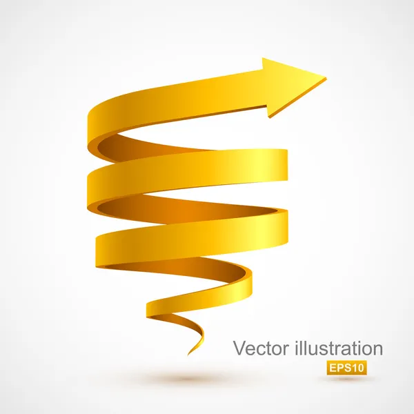 Yellow spiral arrow 3D — Stock Vector