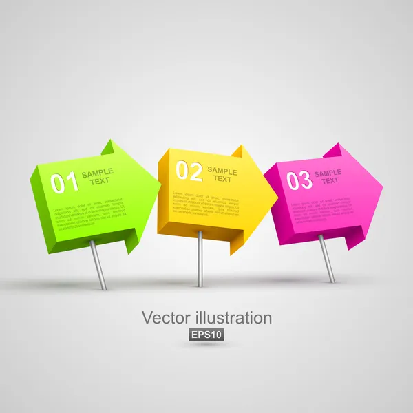 Flecha de colores empuja 3D — Vector de stock