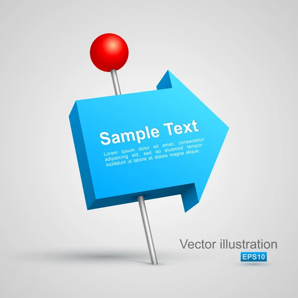 Pulsador de flecha azul 3D — Vector de stock