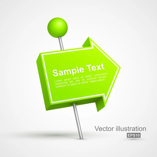 Flecha verde empuje 3D — Vector de stock