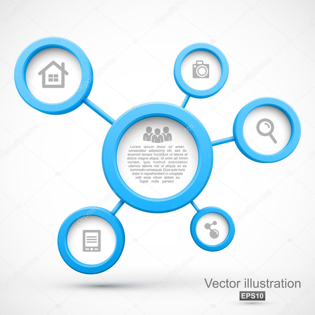 Abstract network with circles 3D