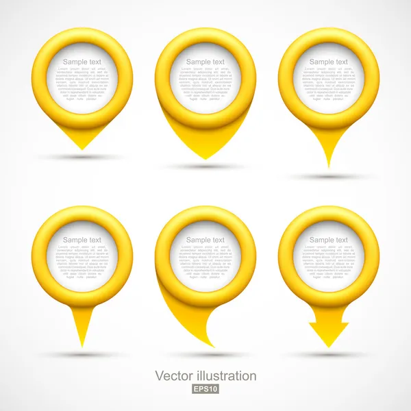 Set van gele cirkel pointers — Stockvector