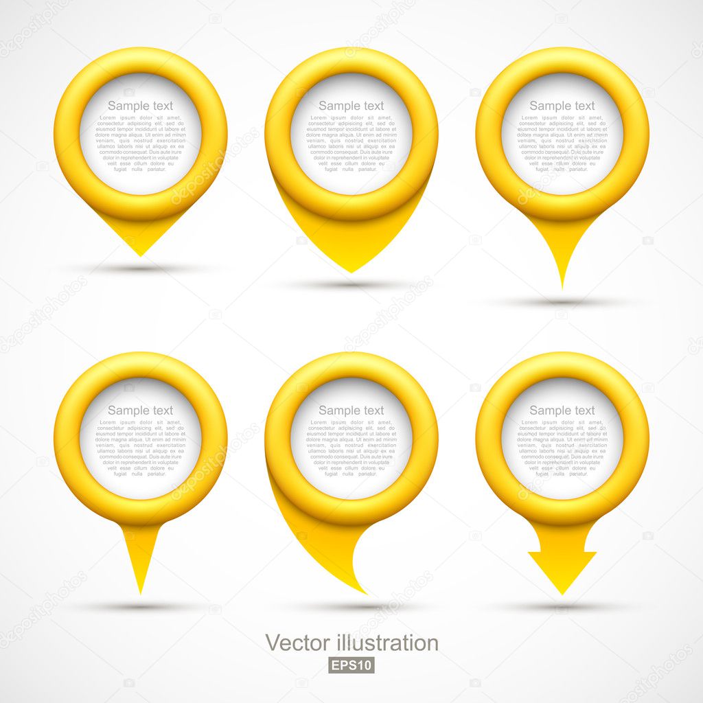 Set of yellow circle pointers