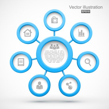 3d soyut ağ ile daireler