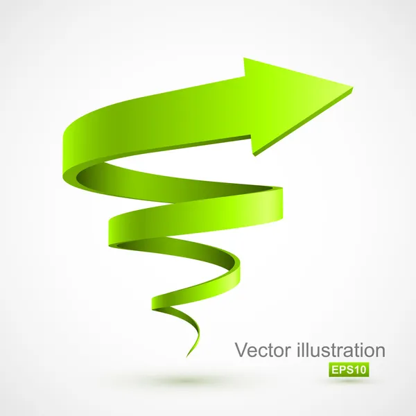 Green spiral arrow 3D — Stock Vector