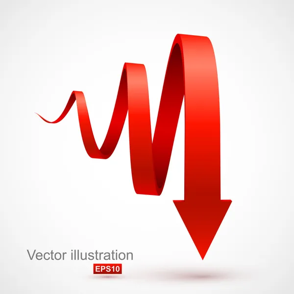 Red spiral arrow 3D — Stock Vector