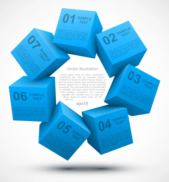 블루 큐브 3d 옵션 — 스톡 벡터