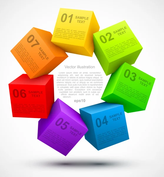 Gekleurde kubussen 3d met opties — Stockvector