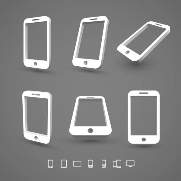 Iconos de teléfono inteligente 3D — Archivo Imágenes Vectoriales