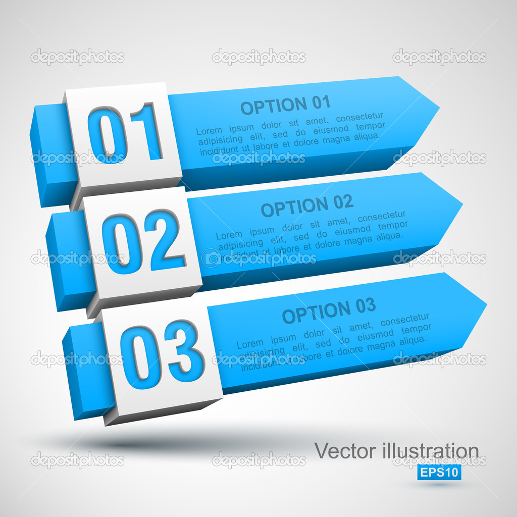 Boxes with options arrows 3D
