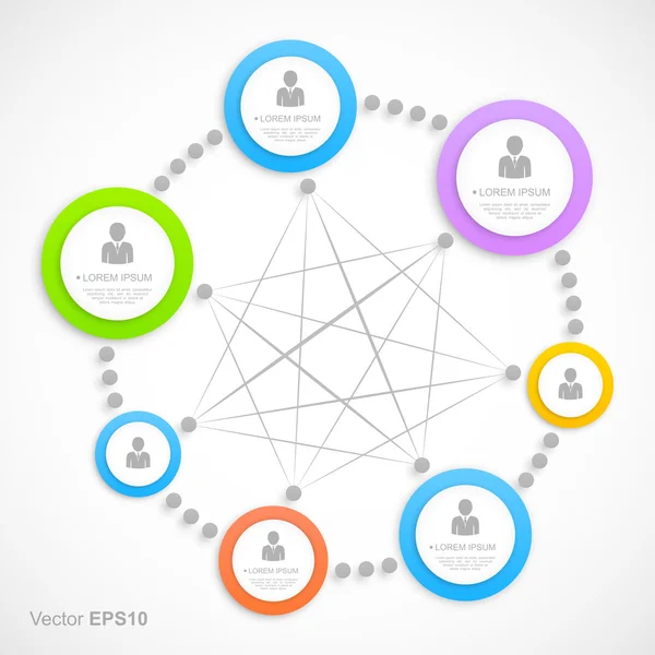 Abstract network with circles — Stock Vector