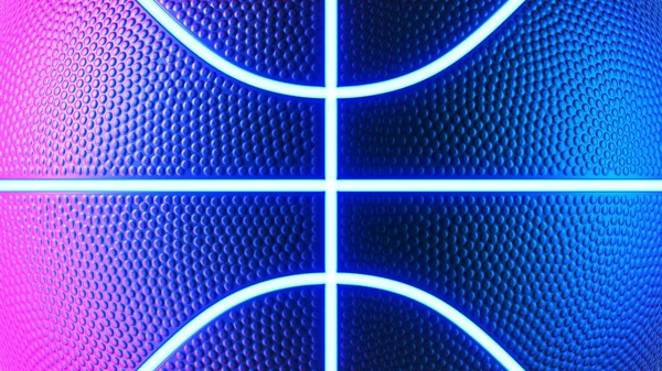 Balón Baloncesto Con Líneas Brillantes Luces Neón Colores Azul Rosa — Foto de Stock