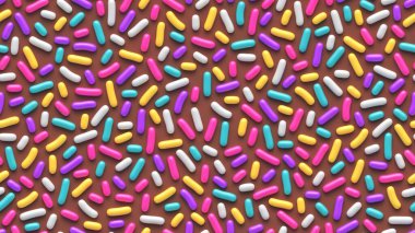 Renkli şekerler serpiştirilmiş kusursuz desenler ya da çikolata arkaplanda sert şekerler. 3d oluşturma