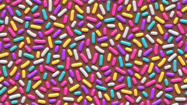 Płynny Wzór Kolorowymi Kroplami Posypki Lub Twarde Cukierki Tle Czekolady — Zdjęcie stockowe