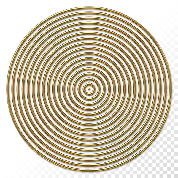 Gouden Concentrische Cirkels Geïsoleerd Witte Achtergrond — Stockvector
