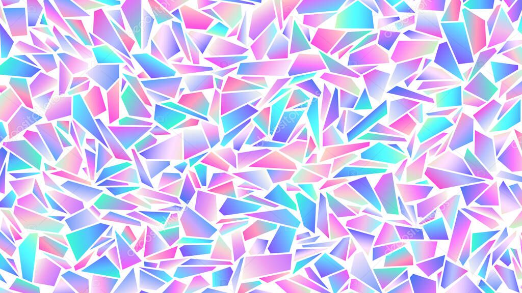 Abstract background with colorful holographic gradient triangles. Iridescent triangular pattern. Gradients swatches included