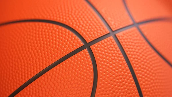 バスケットボールの背景 オレンジ色のバスケットボールボールを現実的なディンプルテクスチャで閉じます フィールドの深さ 3Dレンダリング — ストック写真