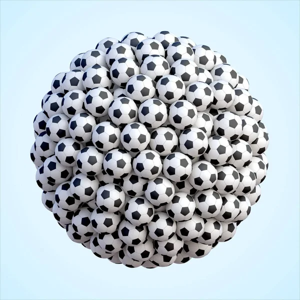 Balles Football Forme Sphère Beaucoup Balles Football Noires Blanches Classiques — Image vectorielle