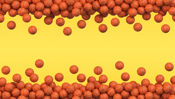 Balones Voladores Baloncesto Dispuestos Dos Líneas Muchas Bolas Baloncesto Naranja — Vector de stock