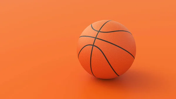Pallone Basket Sfondo Arancione Concetto Sport Gioco Rendering — Foto Stock