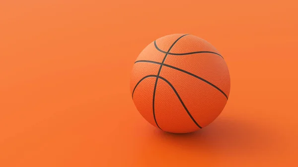 Bola Basquete Fundo Laranja Conceito Esportes Jogo Renderização — Fotografia de Stock