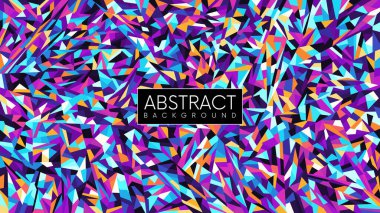 Renkli üçgen parçaları olan soyut bir arkaplan. Enkazla birlikte soyut renkli kırık camlar. Vektör arkaplanı