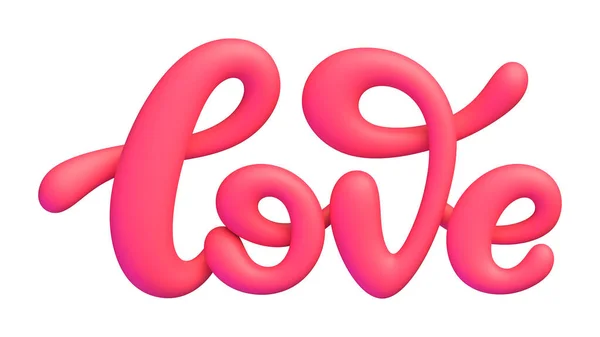 ピンクの単語白い背景に隔離された愛の3Dレタリング ハッピーバレンタインデーのお祝いのためのかわいい創造的なデザイン要素 ベクターイラスト — ストックベクタ