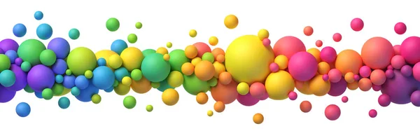 異なるサイズのカラフルな虹マットボール 多色の飛行球を持つ抽象的な組成 ベクトル背景 — ストックベクタ
