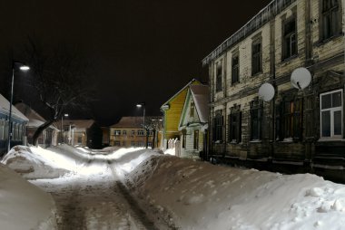 Winter, Old street in Jelgava /Latvia/ clipart