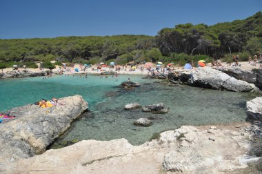 plaj manzara, porto selvaggio, apulia, İtalya