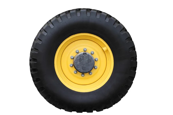 노란 트랙터 바퀴. — 스톡 사진