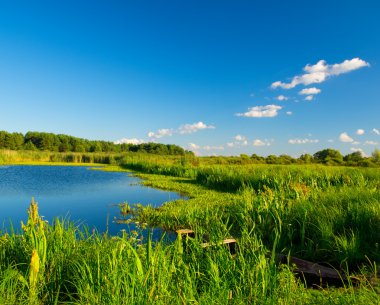 nehir ve mavi gökyüzü