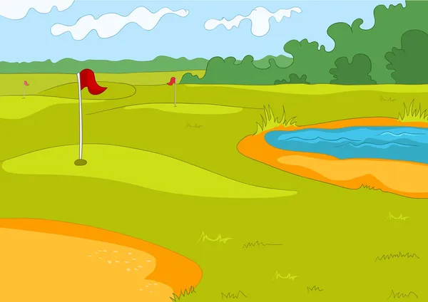 Campo de golf — Vector de stock