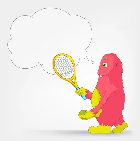 Drôle de monstre. Tennis . — Image vectorielle