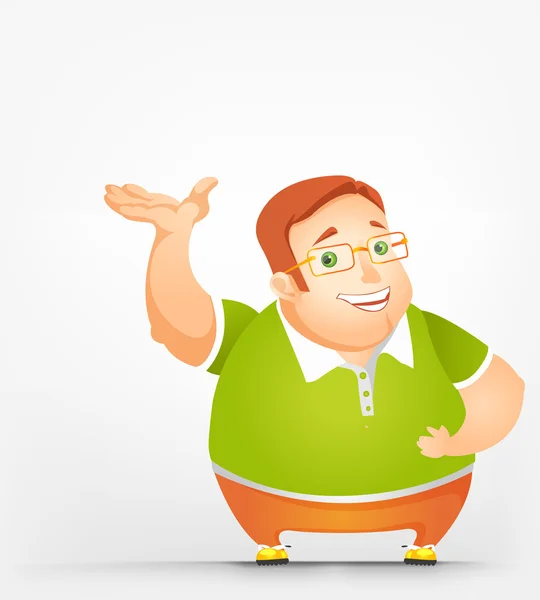 Alegre gordito hombre — Vector de stock