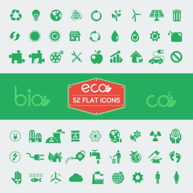 Ekoloji düz Icon set