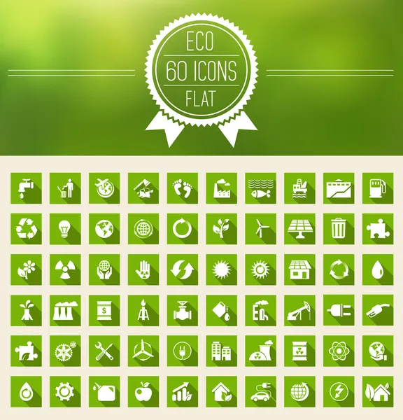 Ekologia ikona płaski zestaw — Wektor stockowy