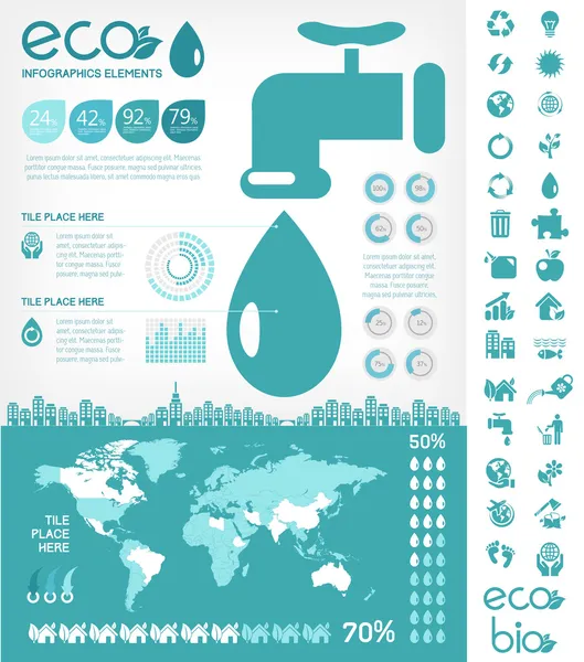 Νερό διατήρησης Infographic πρότυπο — Διανυσματικό Αρχείο