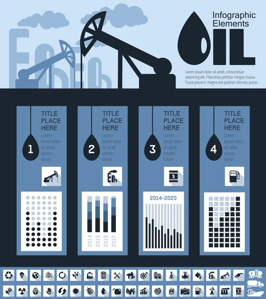 Modèle d'infographie de l'industrie pétrolière — Image vectorielle