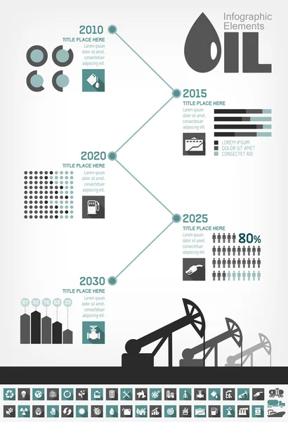 Časová osa infographic průmyslu ropy — Stockový vektor