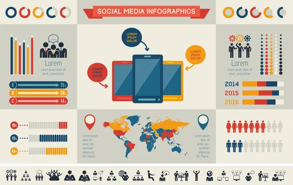 Sosyal medya infografik şablon. — Stok Vektör