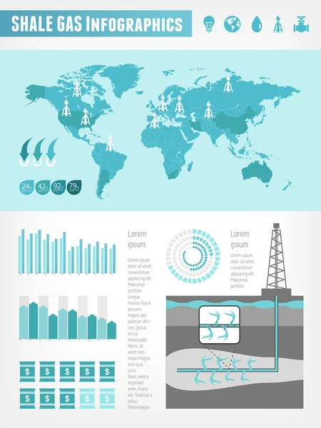 Leisteen gas infographic sjabloon — Stockvector